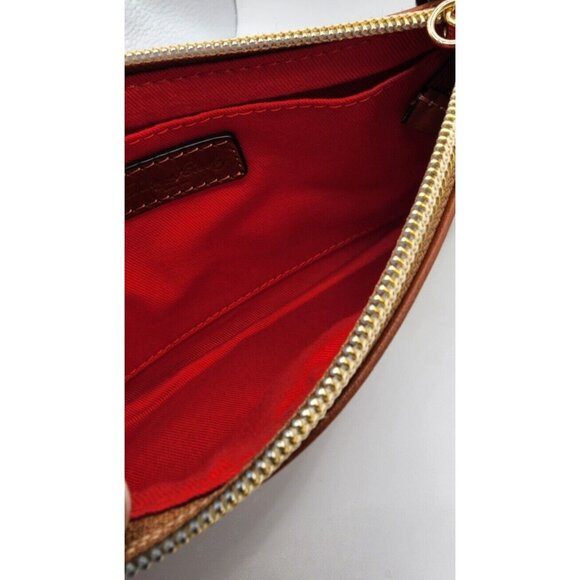 Rare New Dooney & Bourke Cranberry Red Ivory Plaid Wristlet Handbag Gold… - Picture 8 of 10